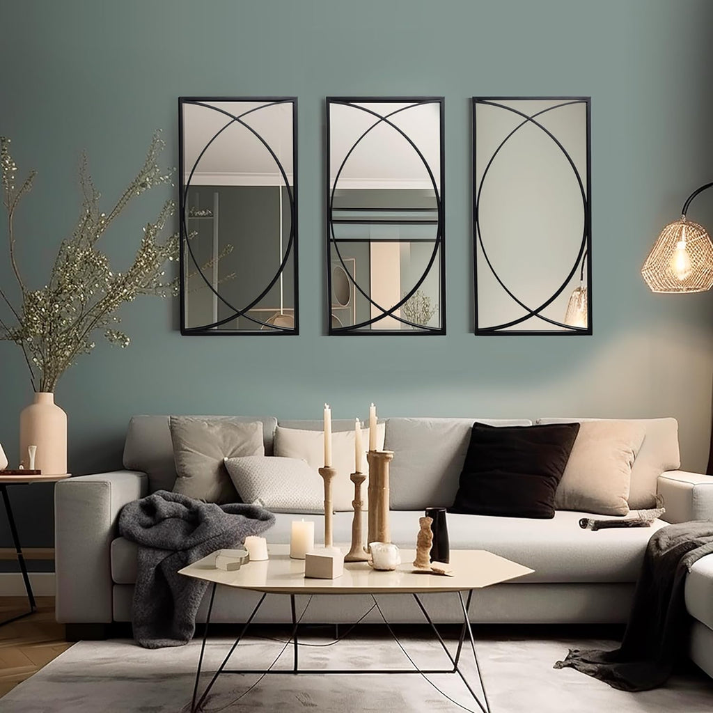 Rectangular Luxe Black Wall Mirror - View 2