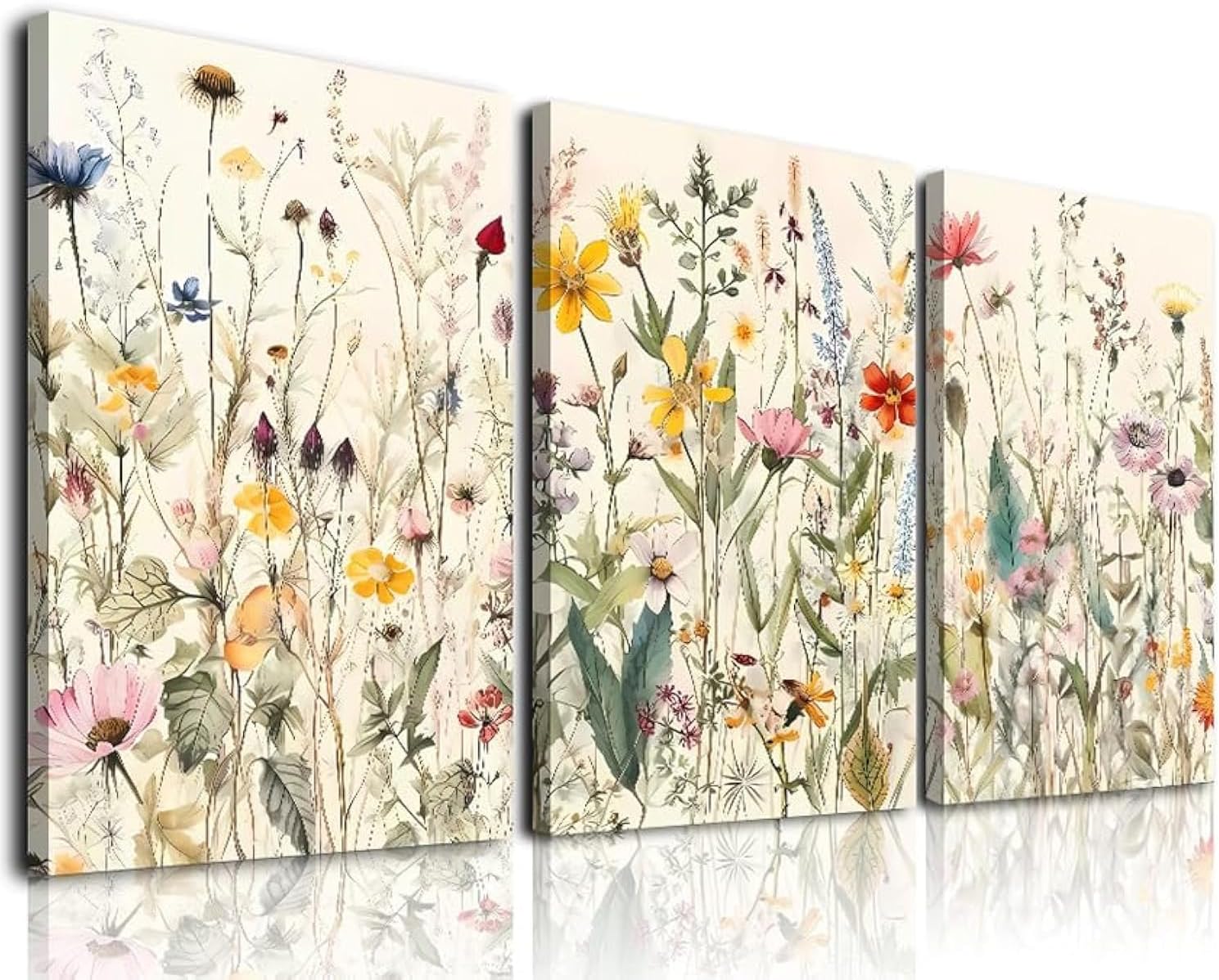 Framed Boho Beige Canvas Wall Art — 12" — beige flower 2