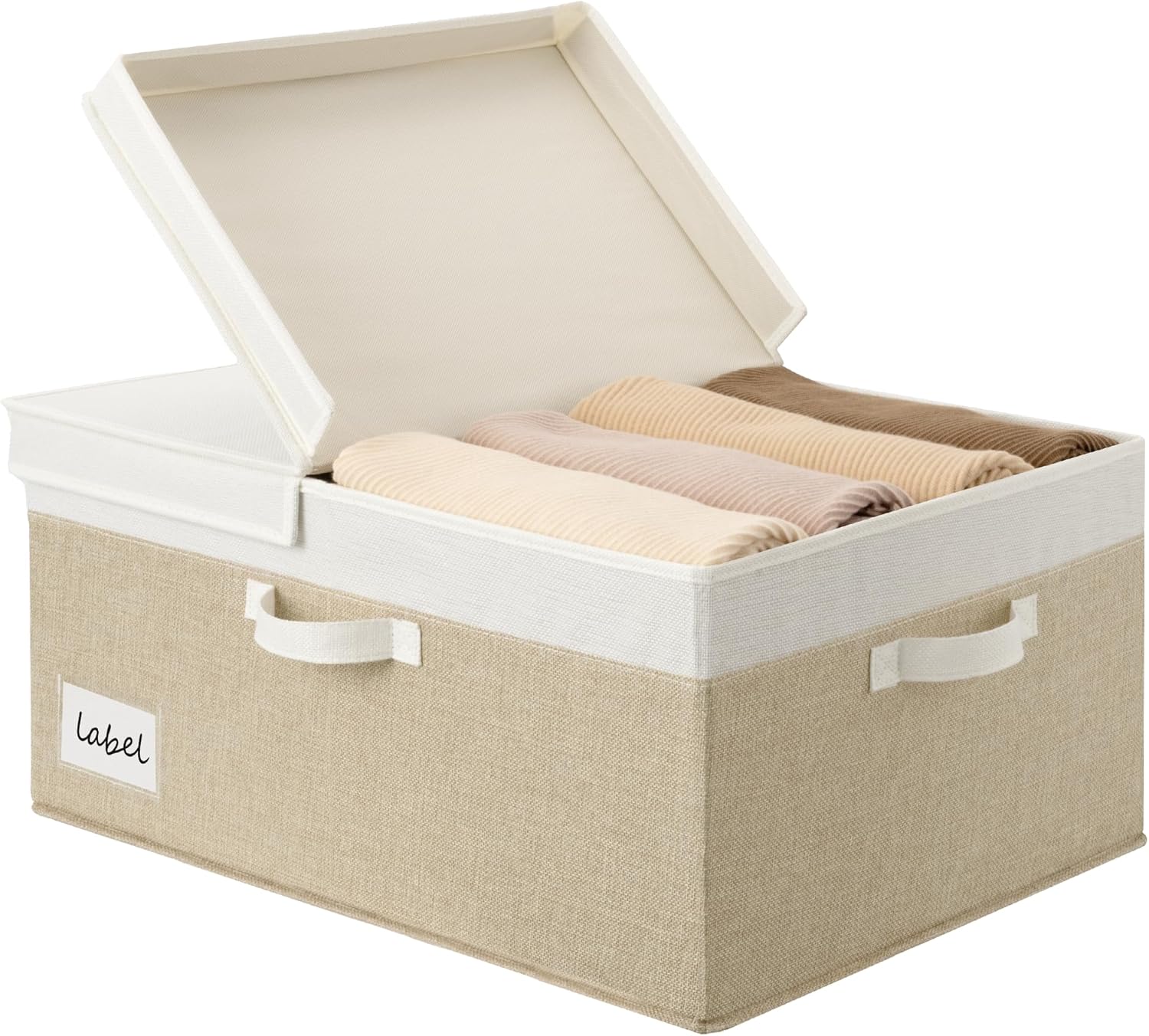 Beige Storage Bin — White/Khaki