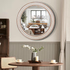 Round Farmhouse Wood Wall Mirror — 24" - View 2