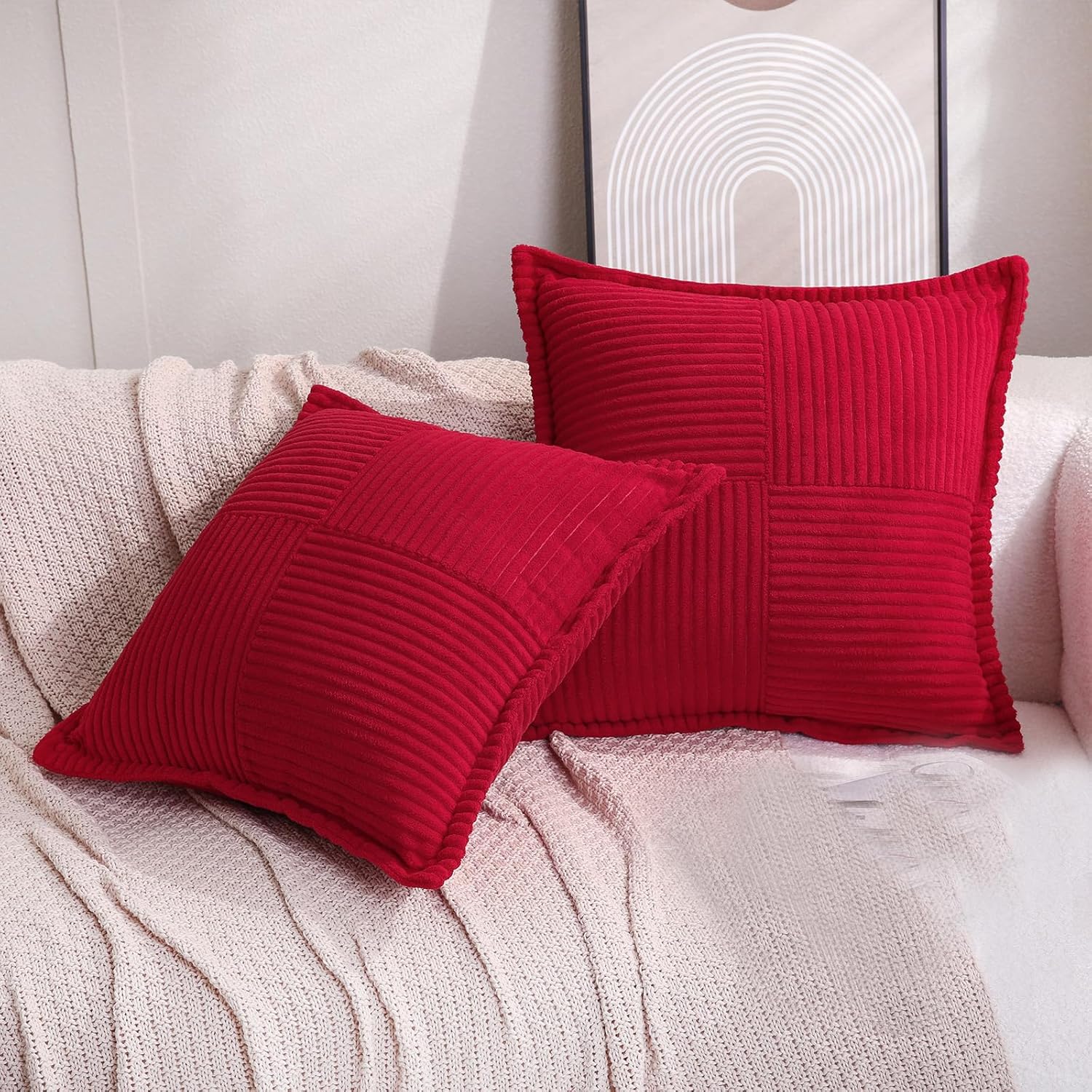Boho Beige Throw Pillow Cover — 18" — 16" x 16" (Pack of 2)
