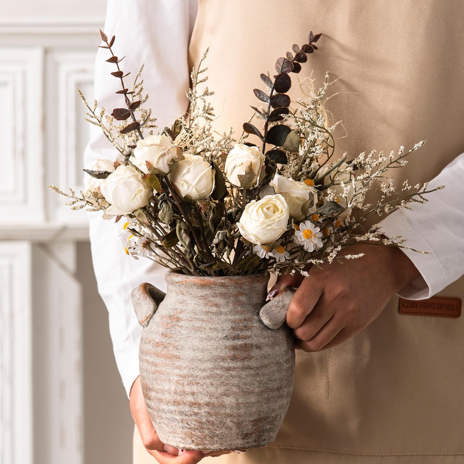 Vintage Farmhouse Brown Flower Vase — 6" - View 3