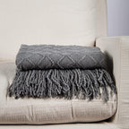 Knit Blue Throw Pillow — 50" — D_grey