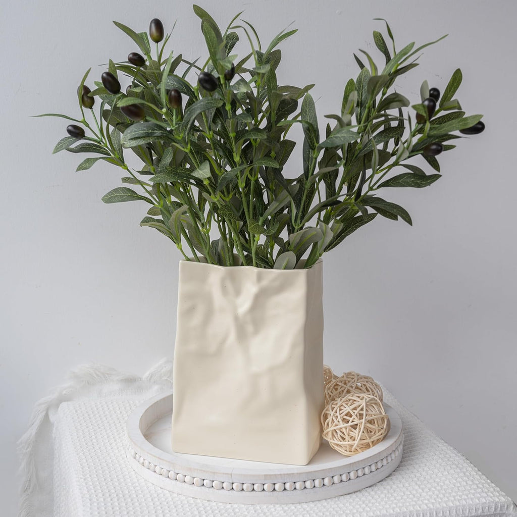 Boho Beige Flower Vase — 8" - View 5