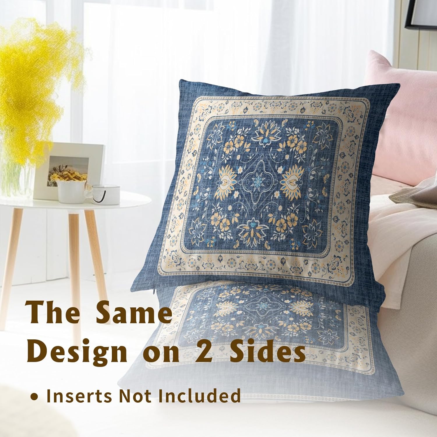 Boho Blue Throw Pillow Cover — 18" - View 6