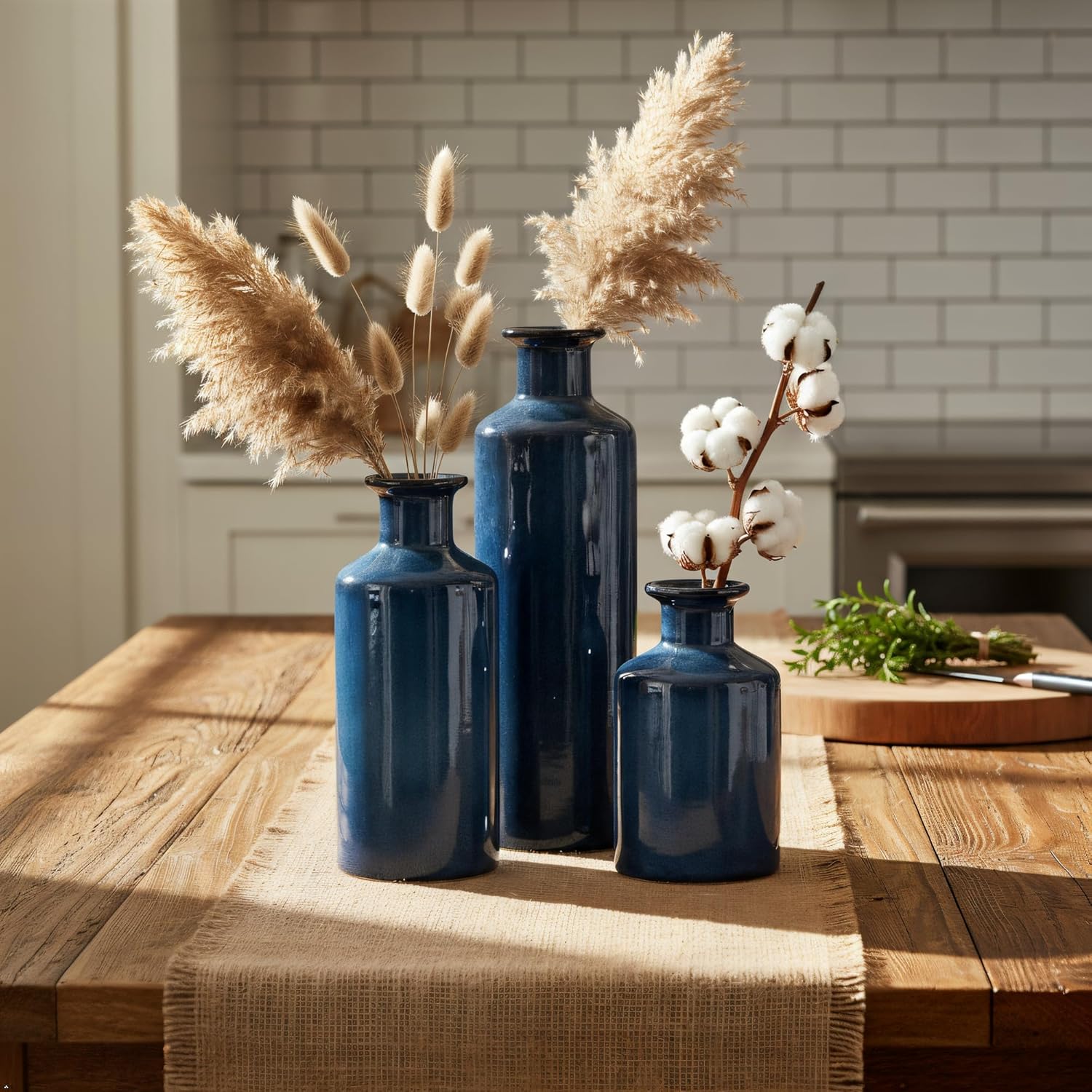 Farmhouse Ceramic Decorative Vase — Set of 3 - View 3
