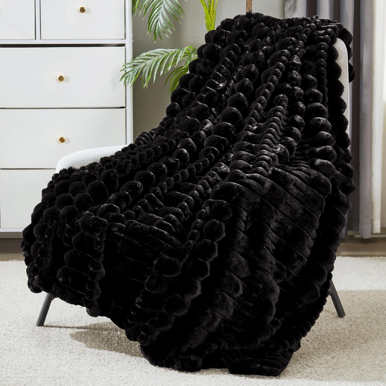 Modern Beige Throw Pillow — 50" — Black