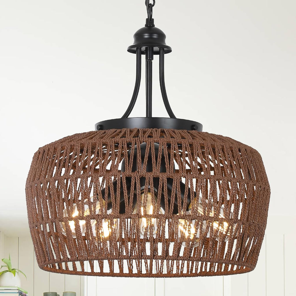 Boho Black Chandelier — 5-Light — Coffee