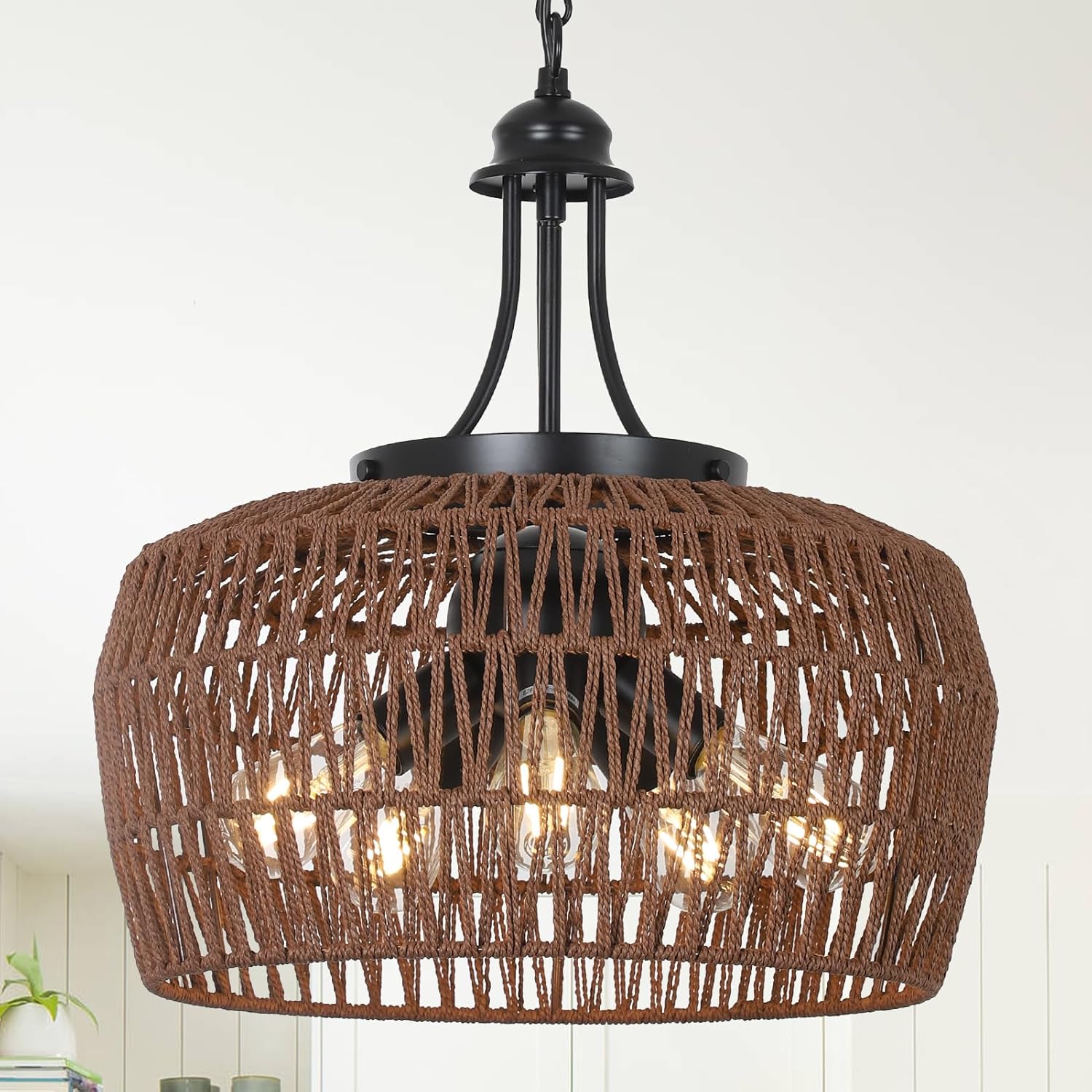 Boho Black Chandelier — 5-Light — Coffee