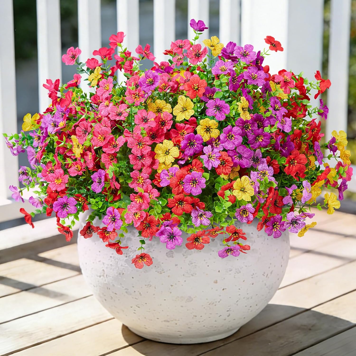 White Faux Plant — 4 Color Mixed (3 Purple,3 Red,3 Hot Pink,3 Yellow)