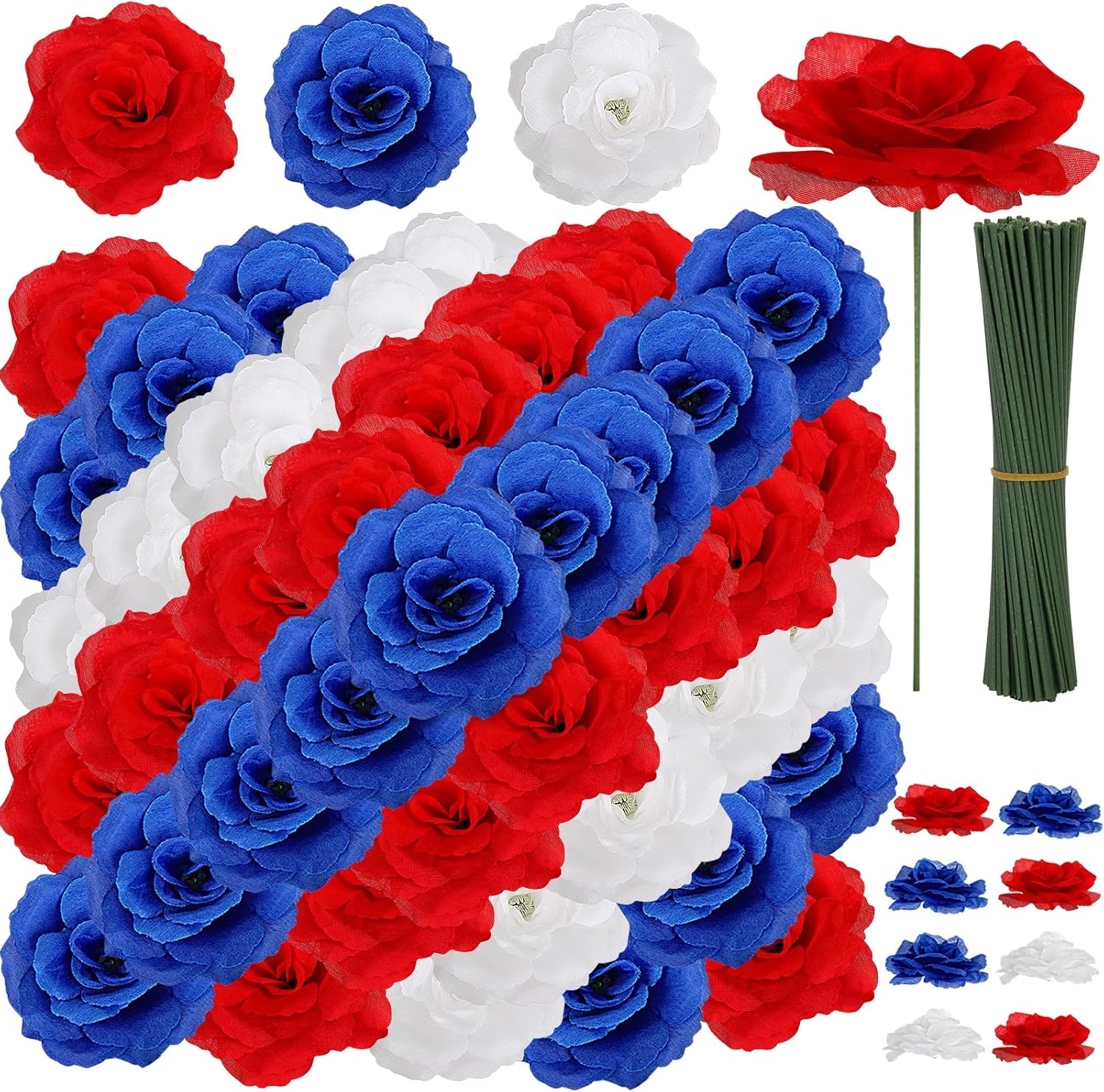 Black Artificial Flowers — White-red-blue