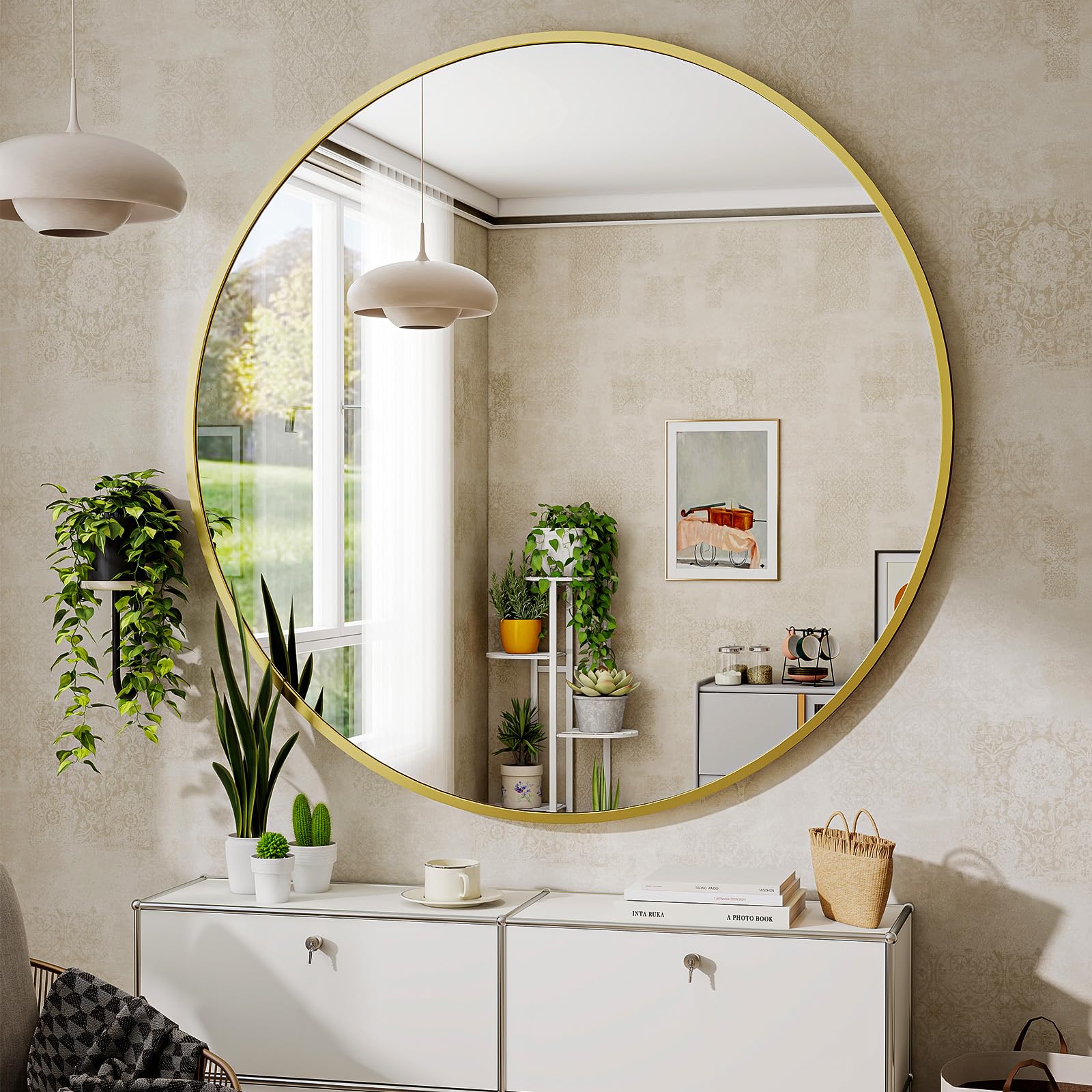 Luxe Black Round Mirror — 24"