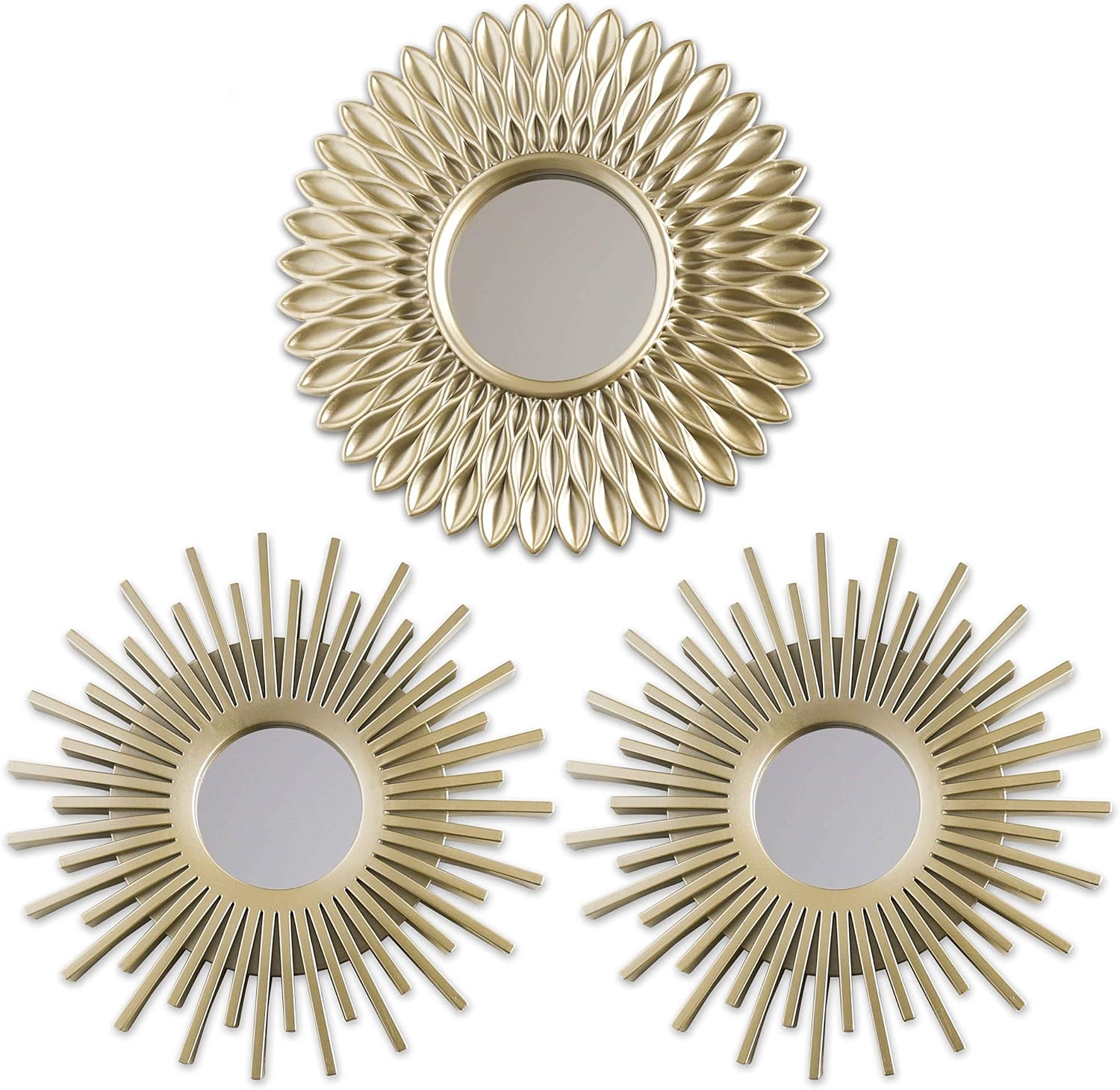 Round Luxe Gold Wall Mirror — Set of 3 — Champagne