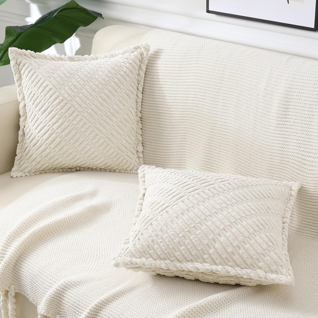 Boho Beige Throw Pillow Cover — 18" - View 4