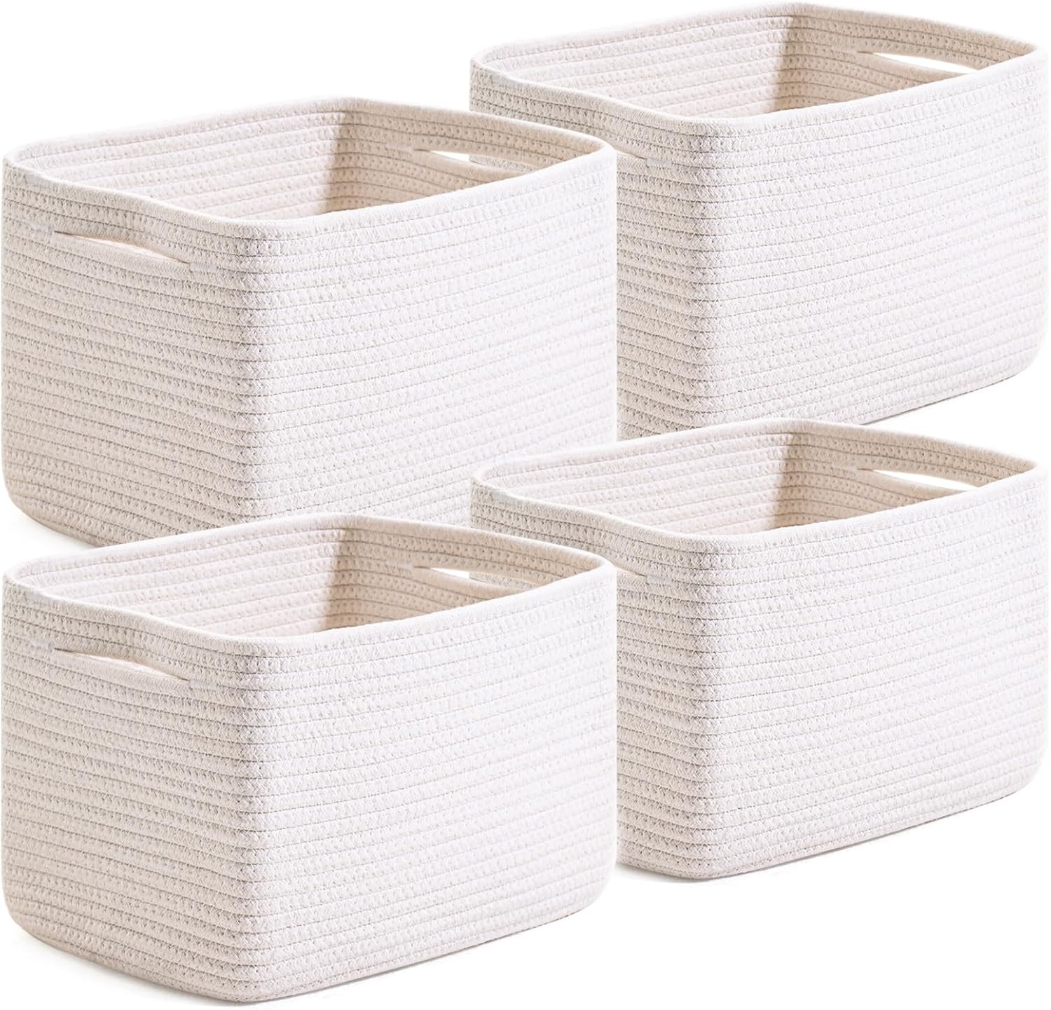 Rectangular Boho Black Storage Basket — 12.7" — Off White
