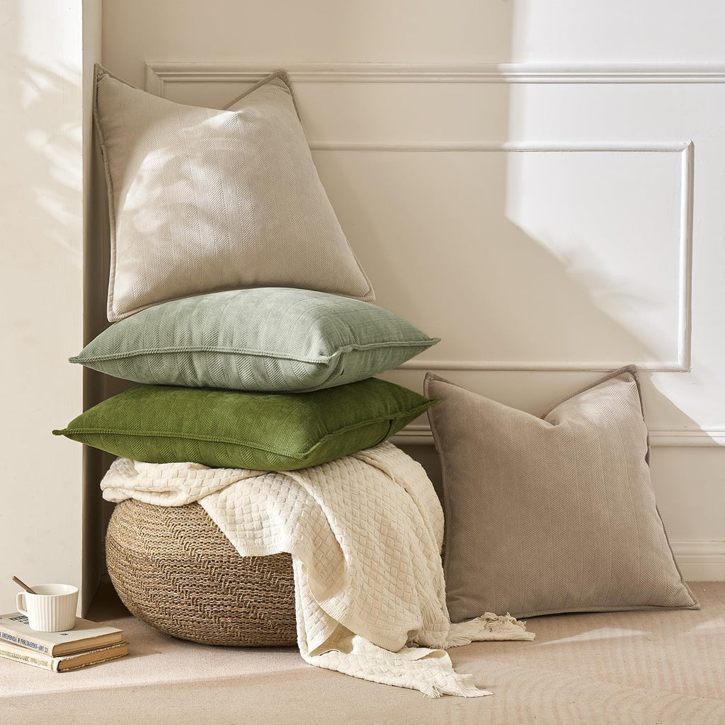 Chenille Boho Beige Pillow Cover — 26" - View 7