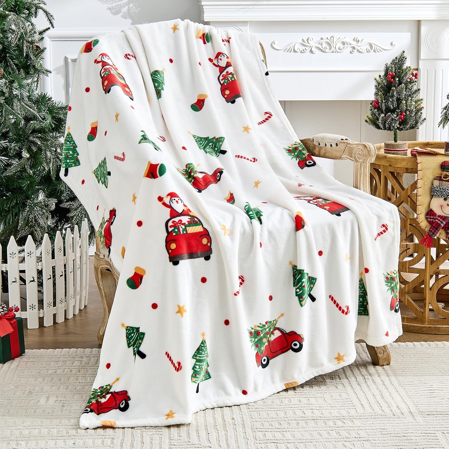 Black Throw Pillow — 50" — 04 Christmas White