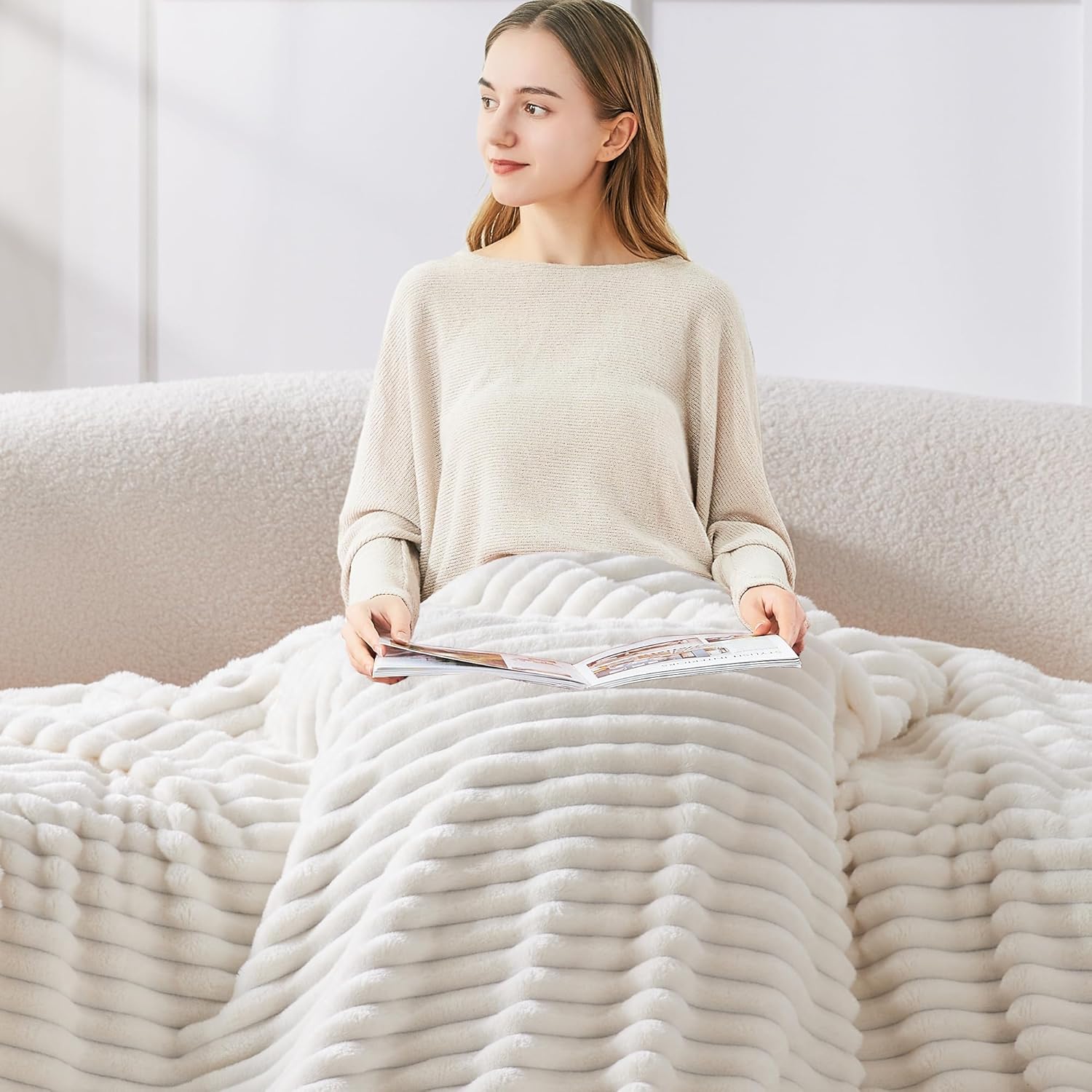 Beige Throw Pillow — 50" - View 6