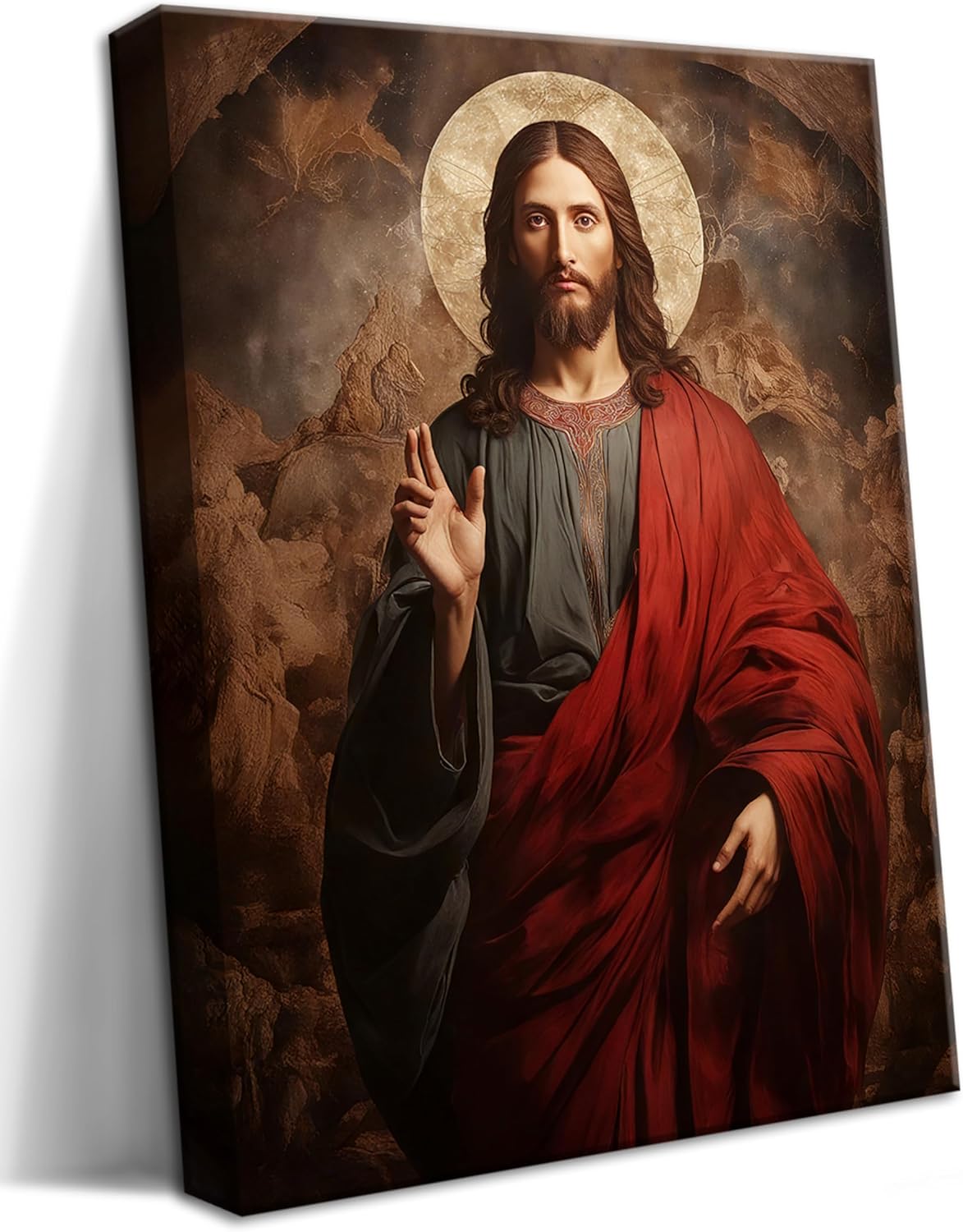 Luxe Blue Canvas Wall Art — 36" — Red Jesus Canvas Wall Art