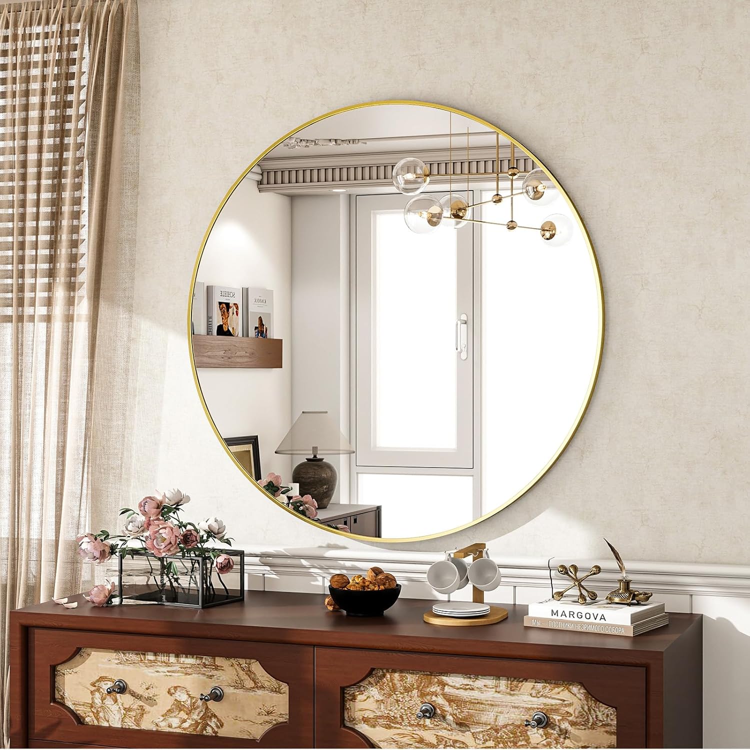 Luxe Black Round Mirror — 24" - View 2