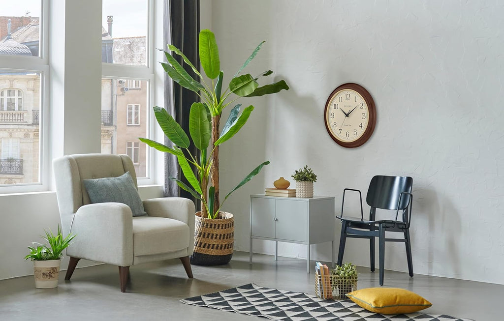 Battery Operated Mid-Century Wood Wall Clock — 12.4" - View 6
