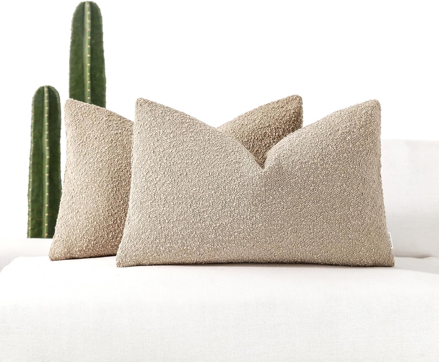 Boucle Beige Throw Pillow Cover — 22" — Oatmeal