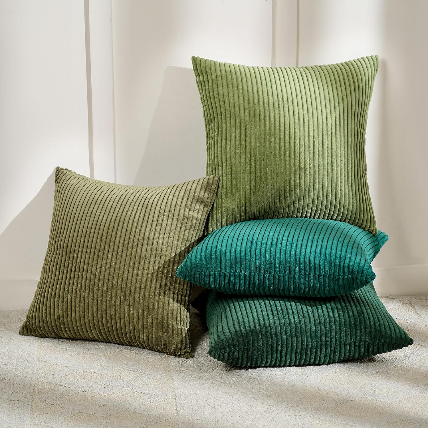 Boho Beige Throw Pillow Cover — 18" — Dkgreen