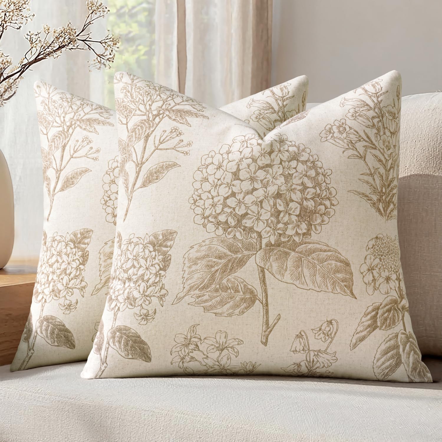 Vintage Boho Beige Pillow Cover — 20" — 20" x 20" (Pack of 2)