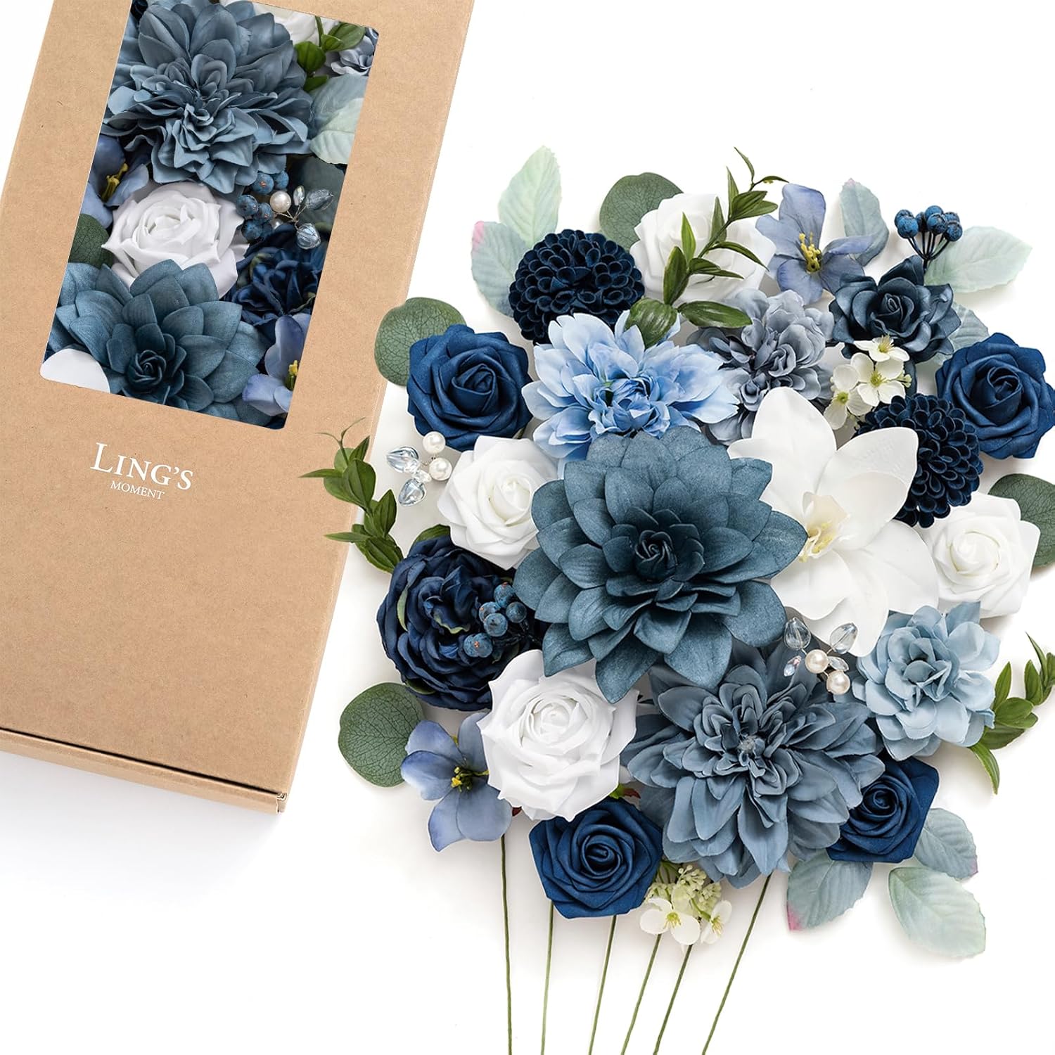 Beige Artificial Plant — Blu-dusty Blue & Navy
