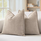 Chenille Boho Beige Pillow Cover — 26" — 20" x 20" (Pack of 2)