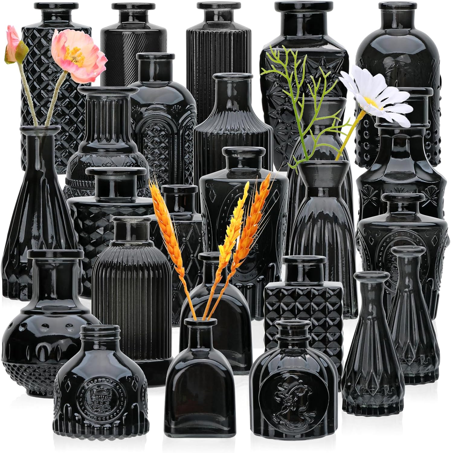 Farmhouse Black Flower Vase — Set of 32 — Black