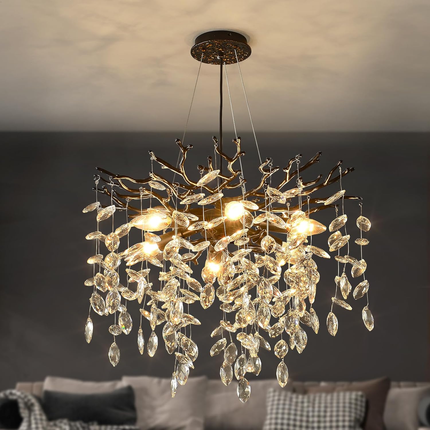 Round Luxe Black Chandelier — 10-Light — Black
