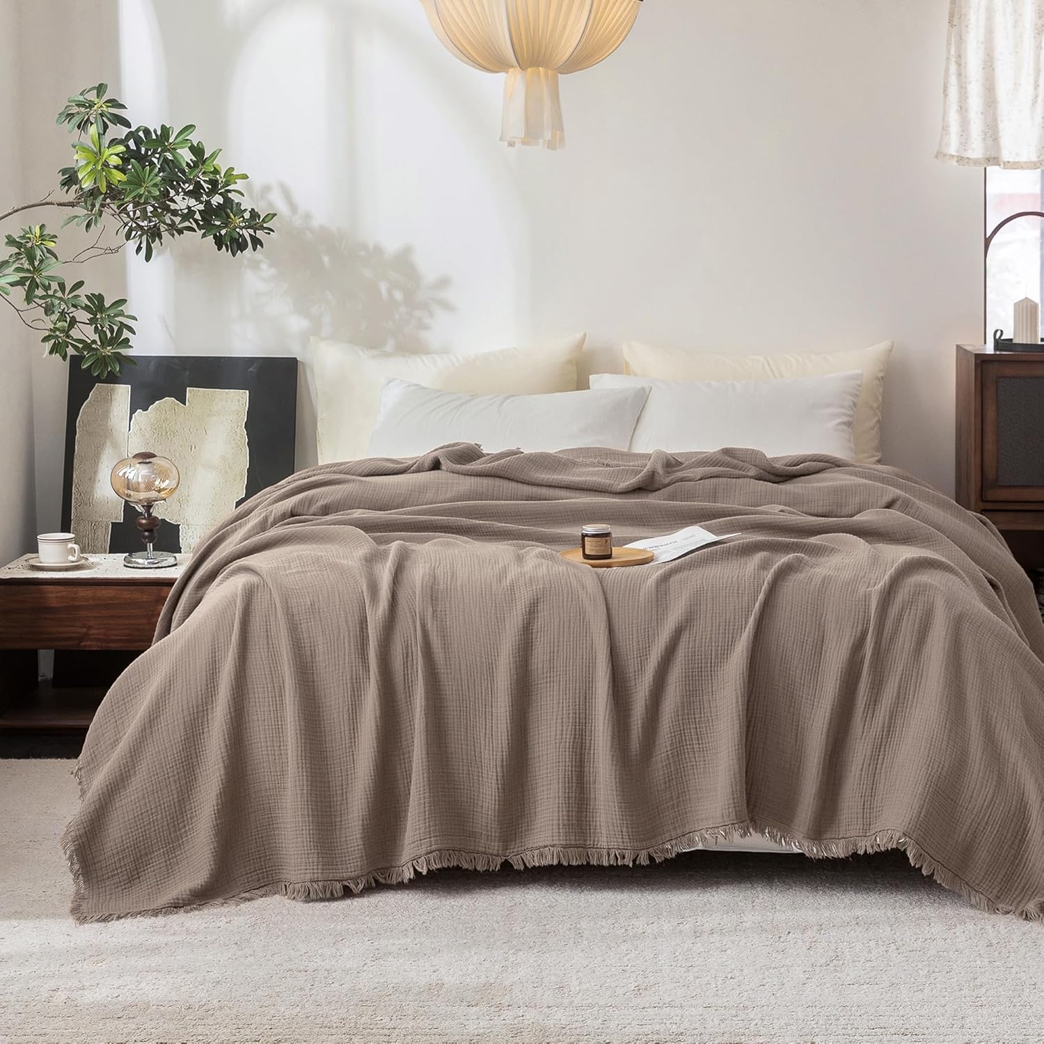 Beige Throw Pillow — 104" — Pale Brown