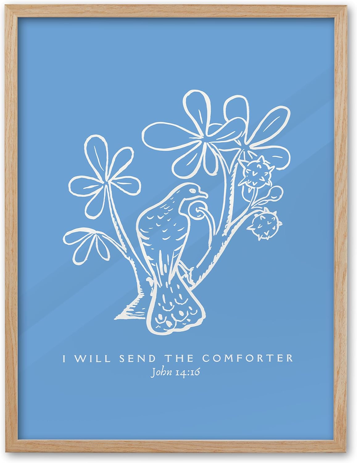 Framed Boho Blue Canvas Wall Art — 16" — Framed Comforter