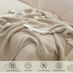Knit Beige Throw Pillow — 50" - View 4