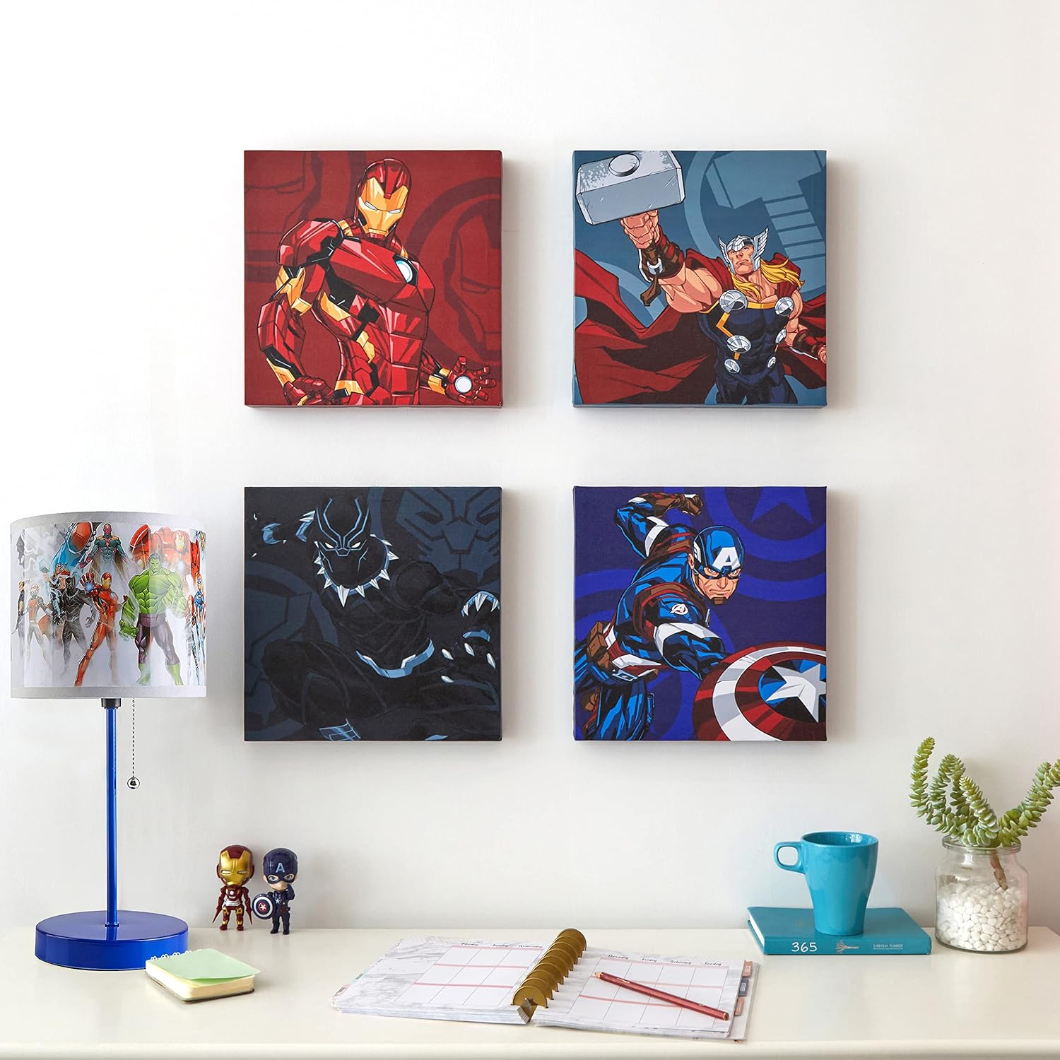 Black Canvas Wall Art — 12" — Avengers