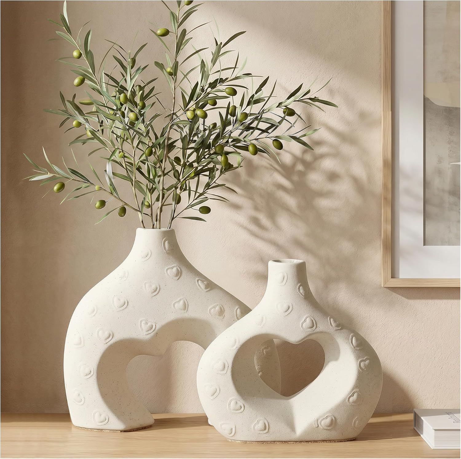 Vintage Farmhouse Black Flower Vase — Set of 2 — Milky White