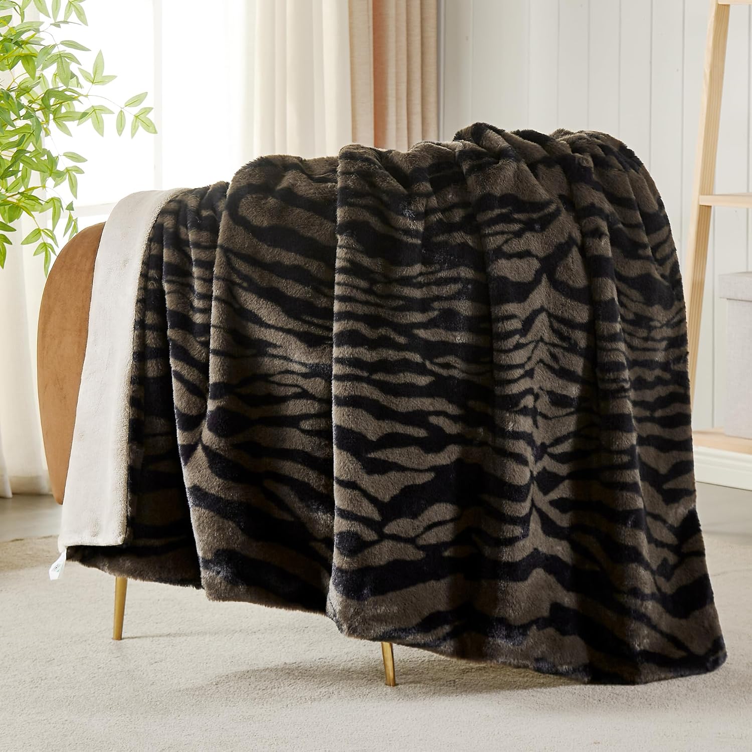 Beige Throw Pillow — 50" — Brown Coffee - Tiger