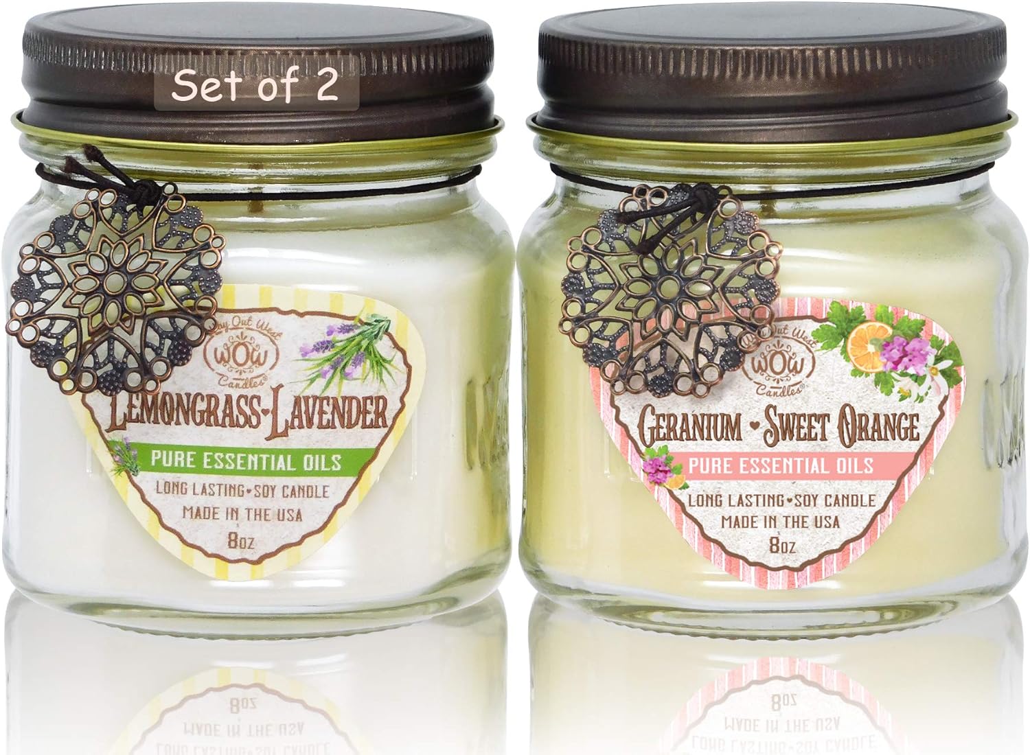 Soy Wax Green Candle — Lemongrass Lavender + Geranium Sweet Orange