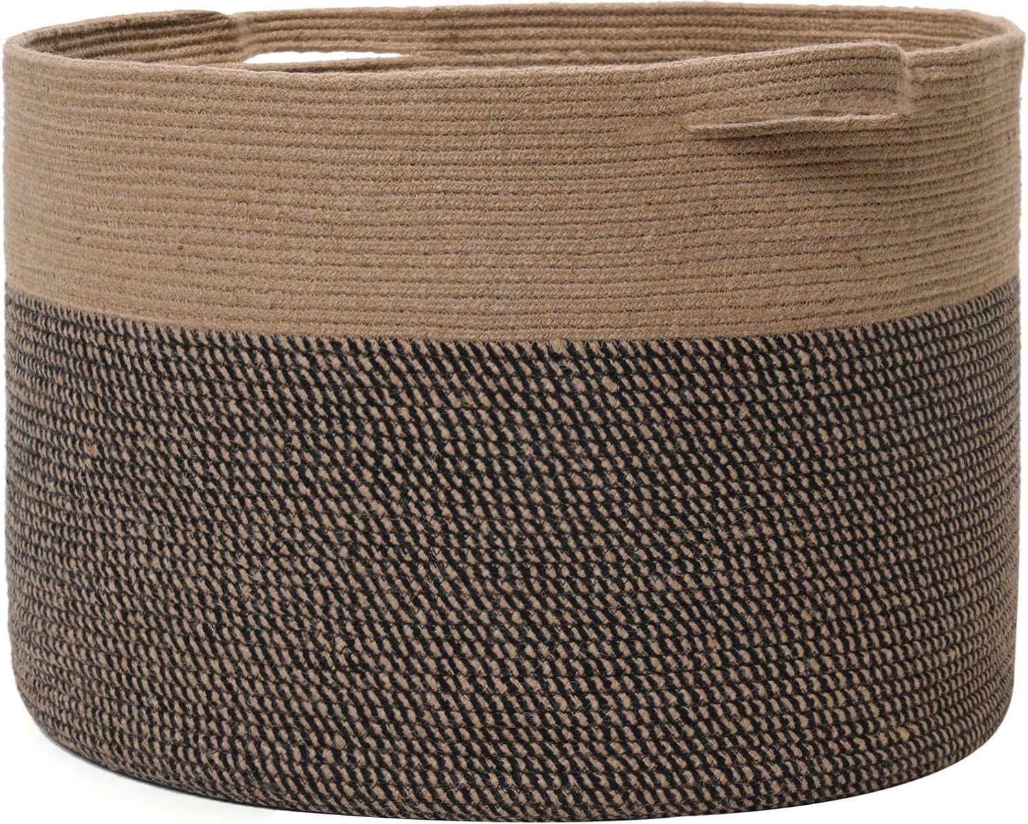 Boho Beige Throw Pillow — 24" — Jute/Black Mix