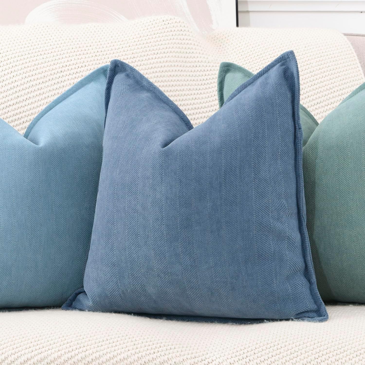 Chenille Boho Beige Throw Pillow Cover — 20" - View 2