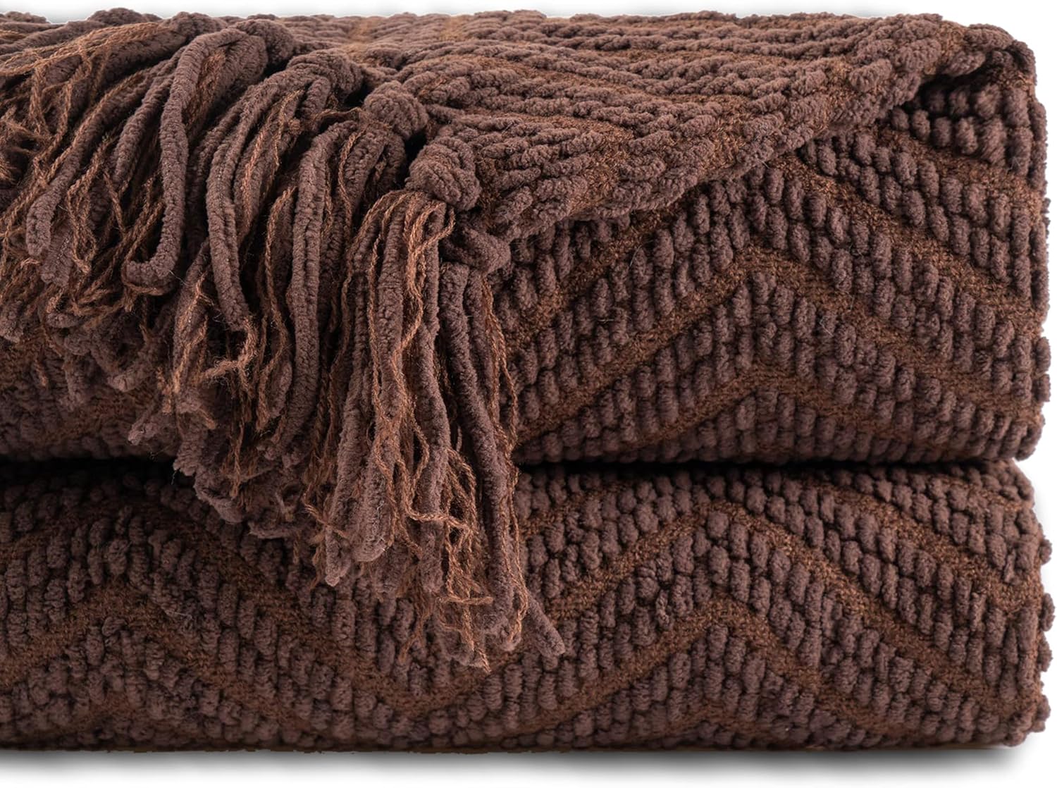 Beige Throw Pillow — 50" — Dark Brown