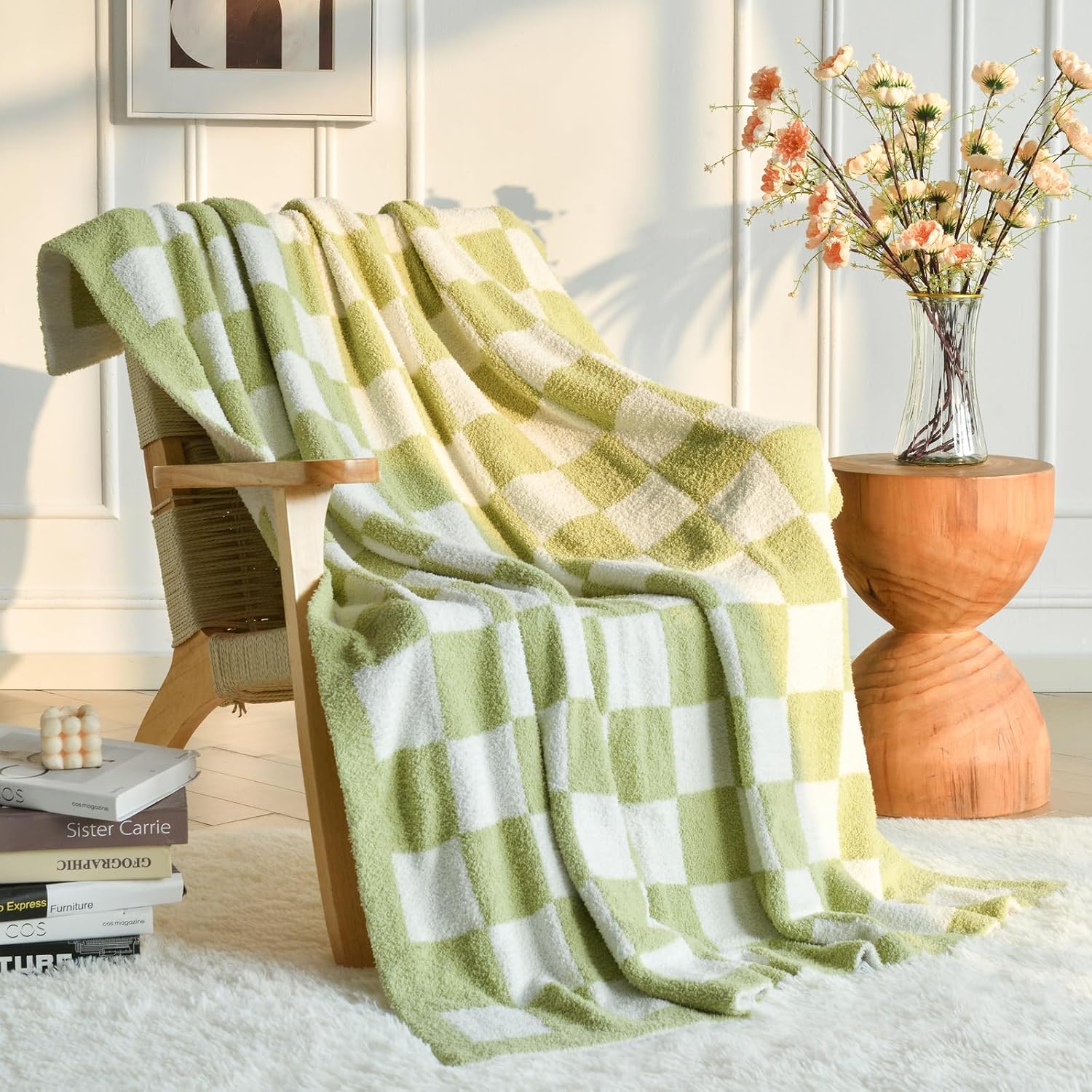 Beige Throw Pillow — 50" — Green