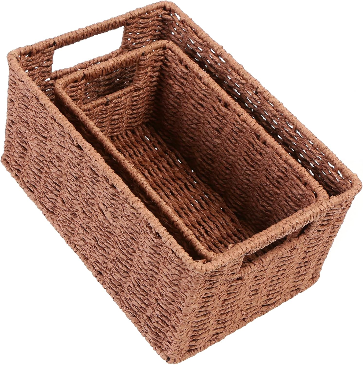 Boho Beige Woven Basket — 6" — 12 x 8 x 6 inches