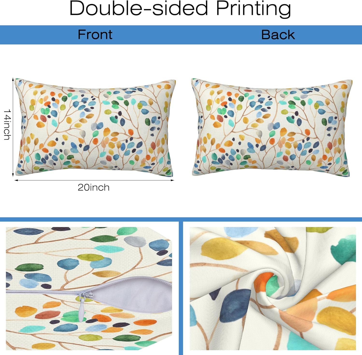 Boho Blue Throw Pillow Cover — 20" - View 2