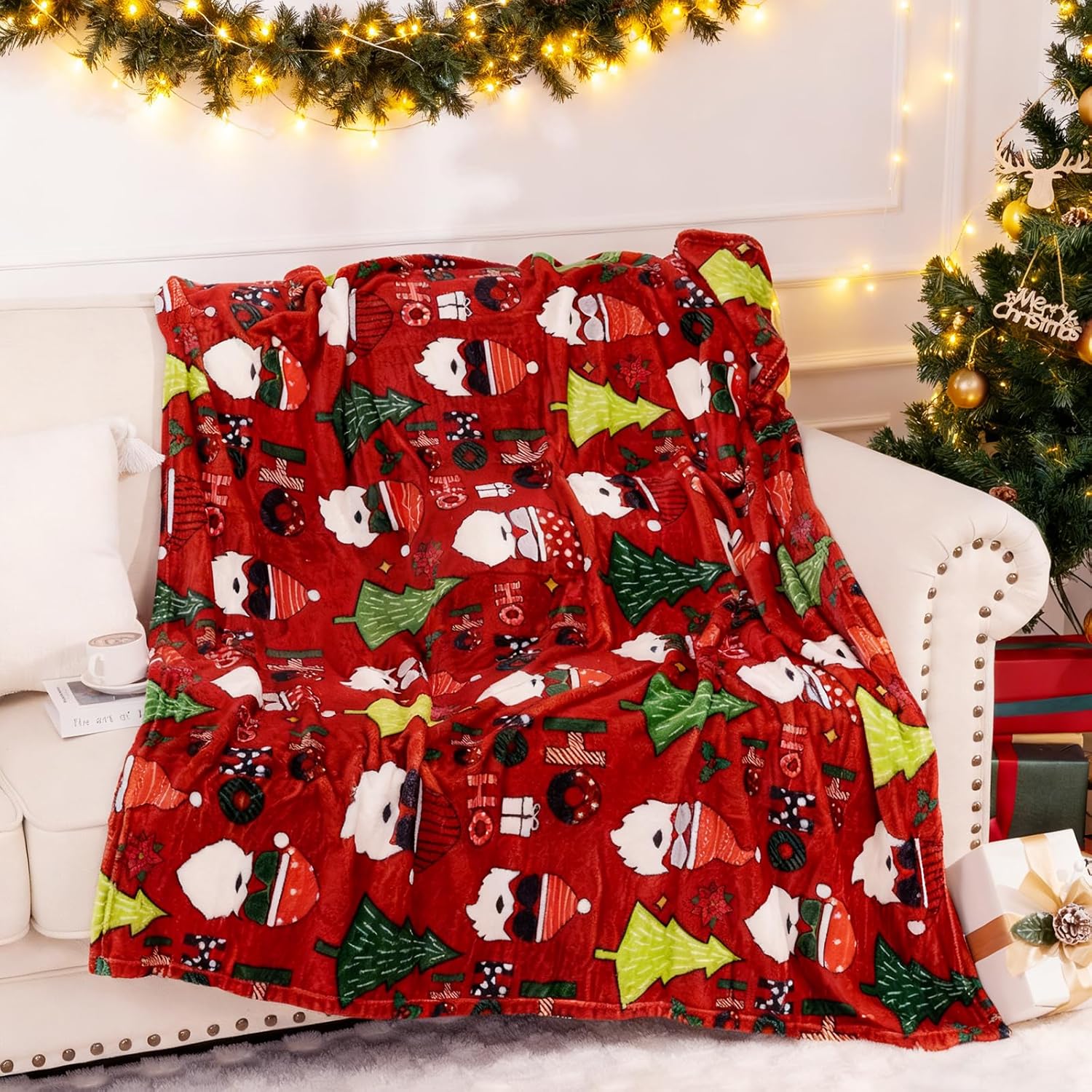 Chenille Red Throw Pillow — 60" — 60"x80"