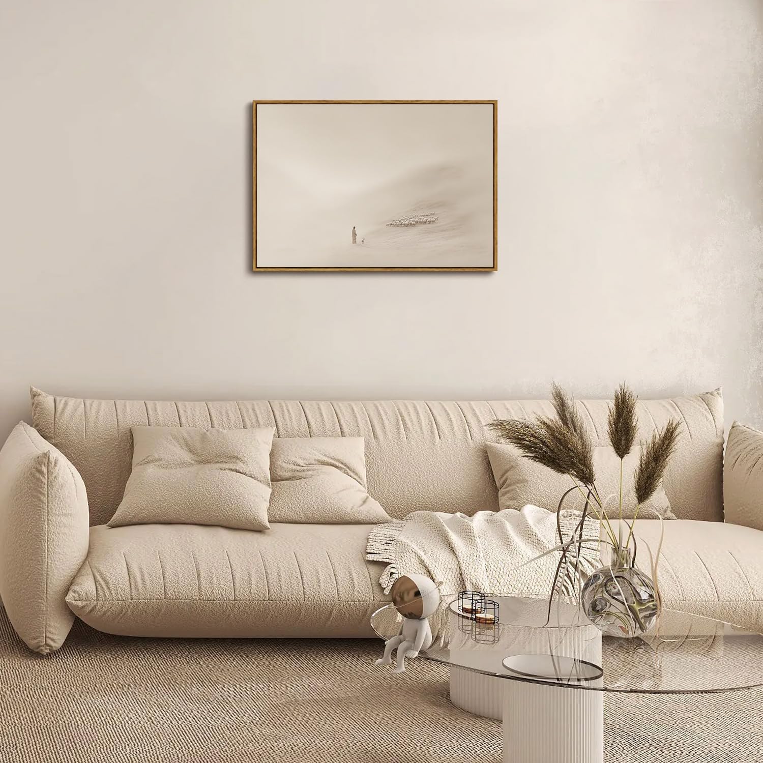 Framed Modern Beige Canvas Wall Art — 16" - View 5