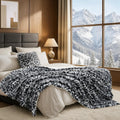 Black Throw Pillow — 50" — Snow Leopard