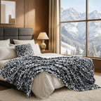 Black Throw Pillow — 50" — Snow Leopard