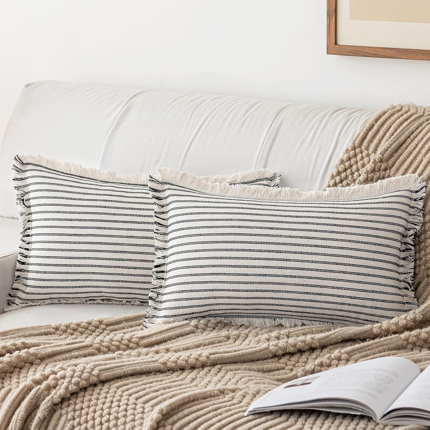 Boho Beige Throw Pillow Cover — 18" - View 8
